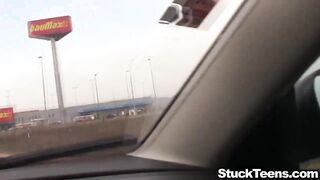 Hitchhiking teen fucks her ride