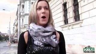 Eurobabe Blanka Grain exposed her big tits and fucked for money