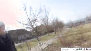 Sexy blonde amateur gets ass fucked in public after getting paid