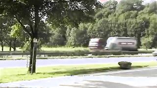 German Girl sucks cock in car trip