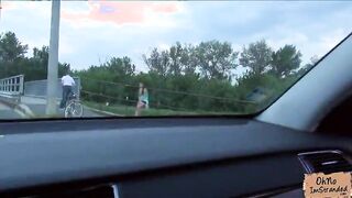 Hot stranded teen Jenny Dark strips and gets fucked after being picked up