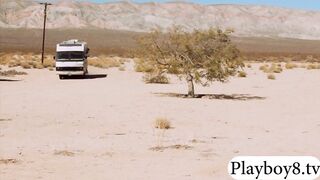 Dude fucked by sexy hot brunette babe in the van