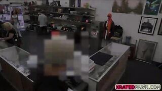 Brunette Latina Chick tries to sell something at the shop instead gets caught sucking dick