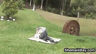 Shemale Fucking A Dude Outdoors