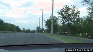 Redhead teen fucking outdoors POV