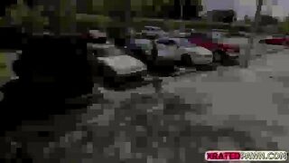 Blonde skinny Chick tries to sell something at the shop instead gets caught sucking dick