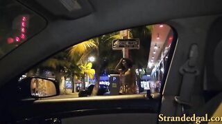 Huge tits amateur ebony teen hitch hikes and fucked