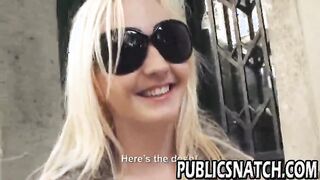 Small tit blonde shows off for pay