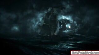 Pirate hunter Shay Jordan rough threeway with two horny pirates