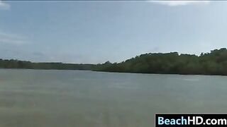 Blonde Beach Babe In A Threesome