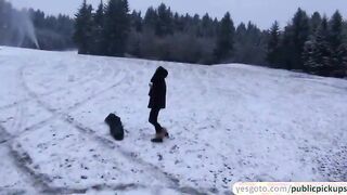 Beautiful Russian babe gets picked up and fucked after getting paid