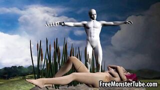 3D redhead gets fucked hard by an alien outdoors