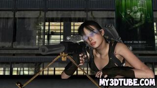 Hot 3D cartoon brunette gets fucked on a rooftop