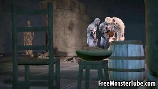 3D cartoon babe getting gangbanged by some zombies