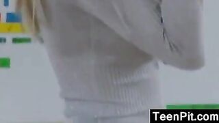 Horny Blonde Teen At The Office