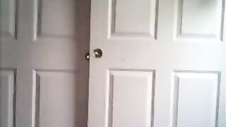 Young petite babe dances on webcam in short skirt