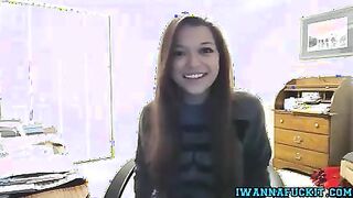 Sexy teen with a big set of tits strips on webcam