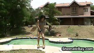 Cute Shemale By The Pool