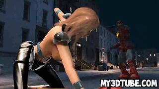 Busty 3D cartoon babe getting fucked hard outdoors