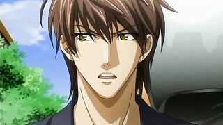 Sexy hentai boys having anal sex and love in bed