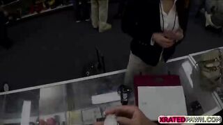 Blonde Business lady babe  Fucked inside the pawn shop office while she is selling her Collection
