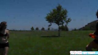 Sporty Trinity loves her teammates cock so she suck it and lets it in her pussy