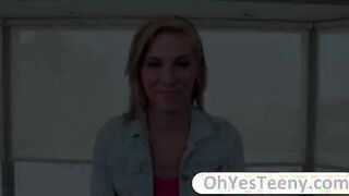 Pretty teen Ella receives soothing massage and a hard big cock