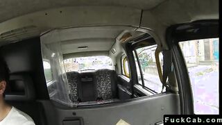 Stunning British ebony fuck in fake taxi