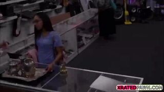 Hottie Brunette Nurse babe Fucked inside the pawn shop office while she is selling her Collection