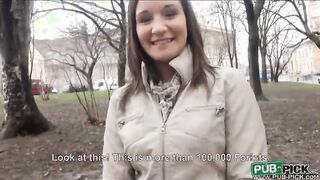 Busty babe takes a few bucks to fucked