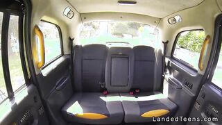 Huge tits British teen get fucks in cab
