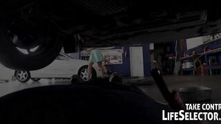 The mighty mechanic fucks sexy, horny babes