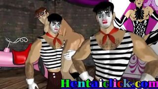 Muscular anime gay group gangbanged