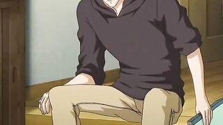 Sexy gay anime guys having a tongue kiss makeout moment