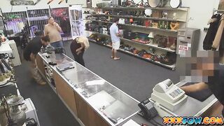 Sexy MILF banged and moans loud in pawn shop!