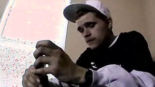 Amateur hunk eagerly playing with his hard cock