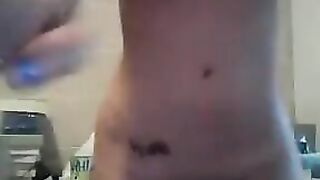 Small tit petite Asian teen masturbates with toy