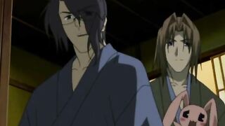 Hentai gay couple hugging each other in the pool