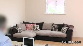 Blonde deep throats and anal fingered on casting