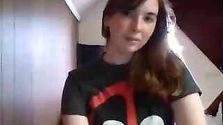 Sexy redheaded teen schoolgirl teases on webcam