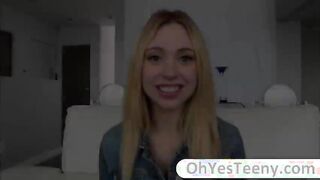 Blondie petite teen Lucy Tyler gets banged by big cock and facialized