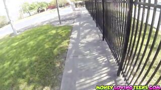 Scarlett Sawyer banged outdoors to make some money