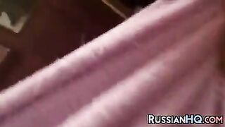 Busty Russian Puts On Pantyhose