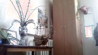 Horny brunette slut masturbates