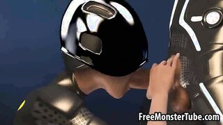 Sexy 3D cartoon Tron babe sucks cock and gets fucked