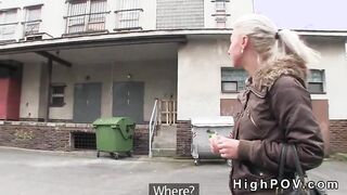Blonde amateur fucking POV in public