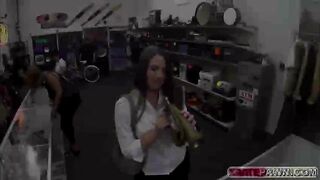 Blonde lady gets big dick as exchange to horn item she is selling