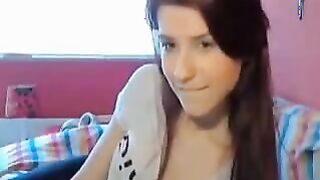Sexy petite teen plays with her tight pussy on webcam