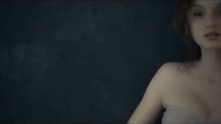 Unique FFM threesome with brunette lesbian beauty