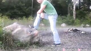 Black girl fucks in nature